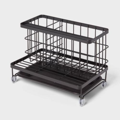 Top of Kitchen Sink Sponge Brush and Caddy Organizer Black - Brightroom™