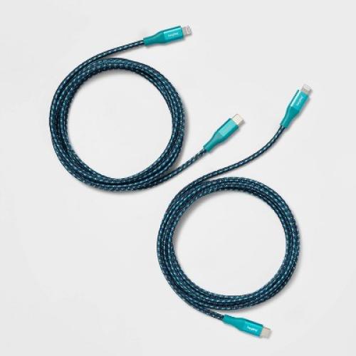 6' Lightning to USB-C Braided Cable 2pk - heyday™ Ocean Teal