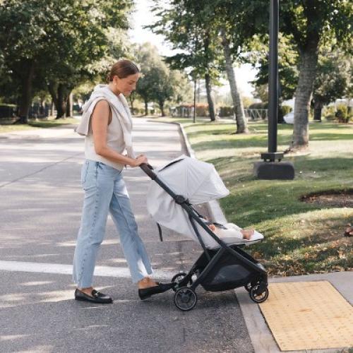 UPPAbaby Minu V3 Lightweight Travel Stroller - Dillan: Flat-Free Tires, Forward Facing Seat, Folds for Easy Transport