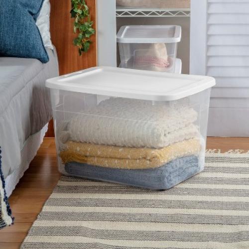 70qt Clear Storage Box with White Lid - Room Essentials™(4 pieces)
