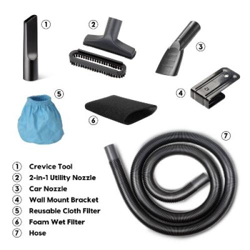 Vacmaster 1.5gal Wet/Dry Vac with Bonus Car Nozzle: Portable Electric Shop Vacuum, Multi-Surface, 600W, Corded