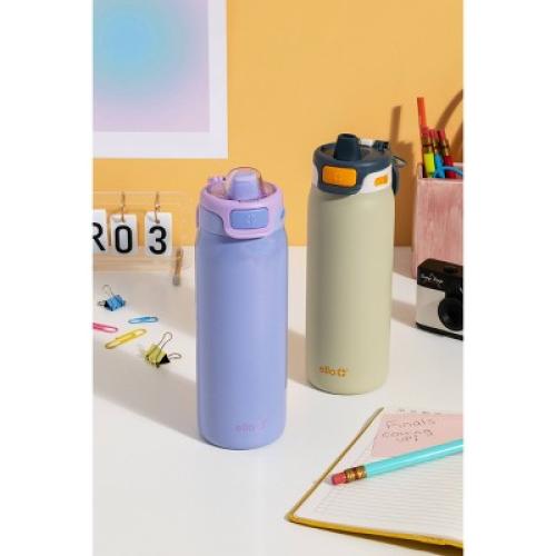 Ello Pop & Fill 18oz Stainless Steel Water Bottle Purple Holographic Glitter Missing plastic top