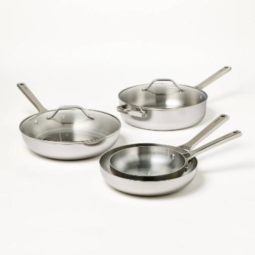 Stainless Steel Cookware Set with Pan Protectors Silver - Figmint™ HAS MISSING ACCESSORIES/PIECES