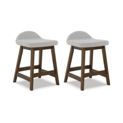 Set of 2 Color Grey Signature Design by Ashley Lyncott Counter Height Upholstered Barstool with Foam Cushion, Set of 2, Light Gray