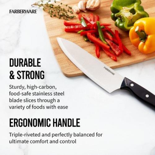 Farberware 14pc Triple Rivet Knife Block Set with Edgekeeper Sharpener Graphite: Stainless Steel Cutlery, Hand Wash‼️missing 2 ‼️