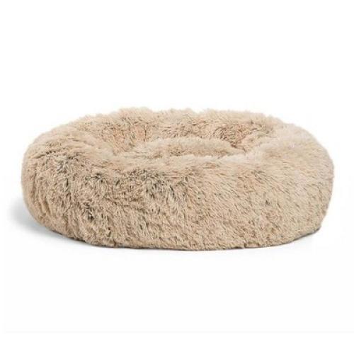 Best Friends by Sheri Luxury 23 Inch Shag Faux Fur Donut Dog Cat Pet Bed, Taupe