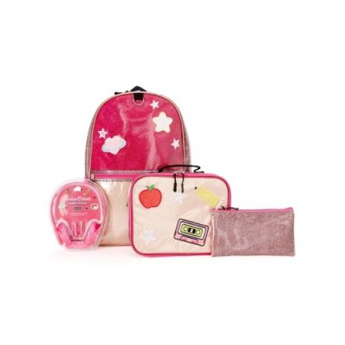 Locker Club Kids16L Kids Backpack with Lunch Box Headphone - Red/Gray: Preschool Backpack