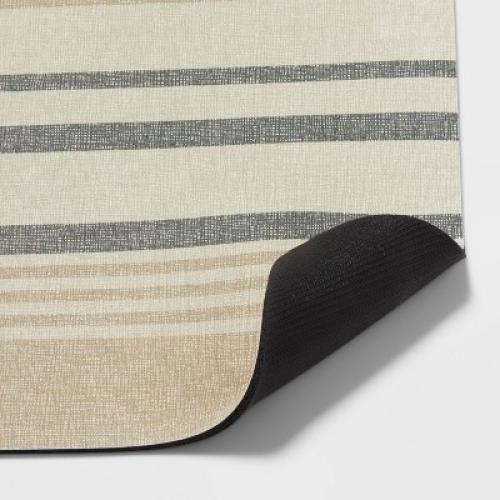 20 x 40 Low Profile Charmed Manor Patterned Polyurethane Kitchen Mat with Foam Rubber Backing Neutral Stripe - Threshold™