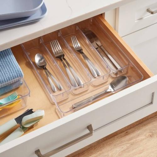 5 Compartment Plastic Drawer Flatware Organizer - Brightroom™