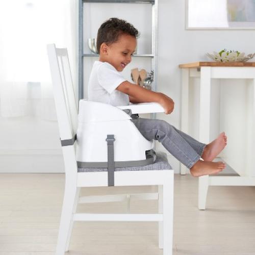 Ingenuity Baby Base 2-in-1 Booster Feeding and Floor Seat with Self-Storing Tray - Slate