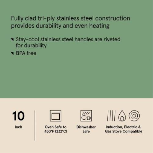 10 Uncoated Stainless Steel Frying Pan - Figmint™