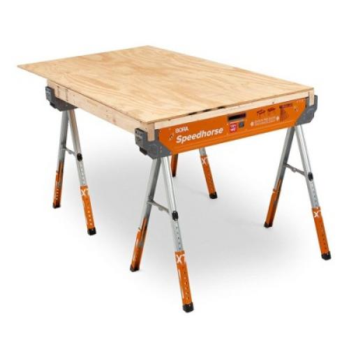 Bora Tool PM-4550 Speedhorse XT Portable Heavy Duty Metal Sawhorse with Independently Adjustable Legs, Pre Drilled Top, and End Slots, Orange