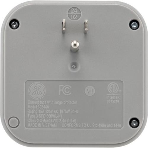 GE 3-Outlet Surge Tap with USB 980J 1 USB-A 1 USB-C 3.4A 17W White