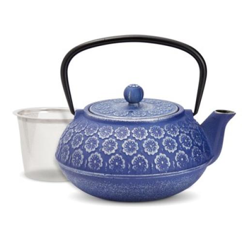 Juvale Cast Iron Tea Pot with Stainless Steel Loose Leaf Infuser, ****Blue****, 34 oz