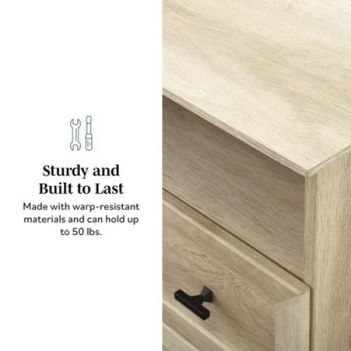 Transitional 2 Drawer Nightstand White Oak - Walker Edison