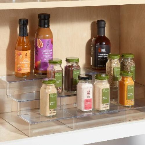 (SIDE CRACKED) Plastic 3-Tier Expandable Shelf Clear - Brightroom™: Kitchen & Pantry Organizer, Polyethylene, Spot Clean, 13.5 Width