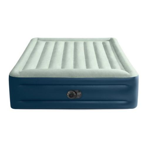 Intex Elevated 18 Pillow Rest Queen Air Mattress with Internal Pump - Off-White/Blue