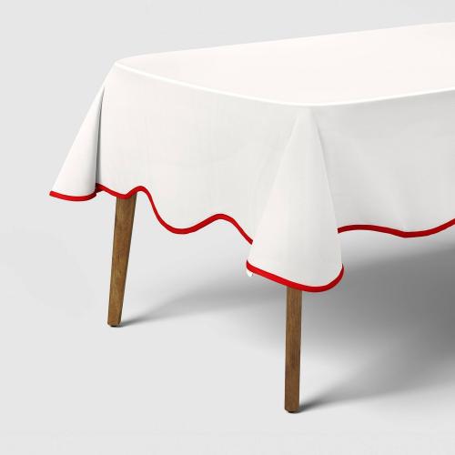 104x60 Red Scallop Tablecloth - Threshold™