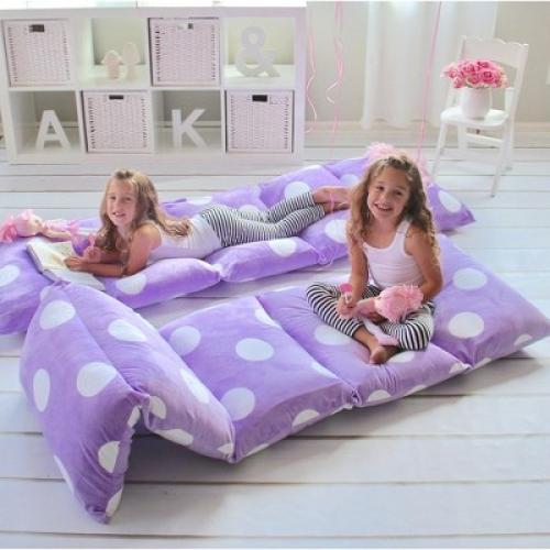 Butterfly Craze Butterfly Craze Floor Pillow Case, Mattress Bed Lounger Cover, Polka Purple, Queen Size - for Kids & Adults