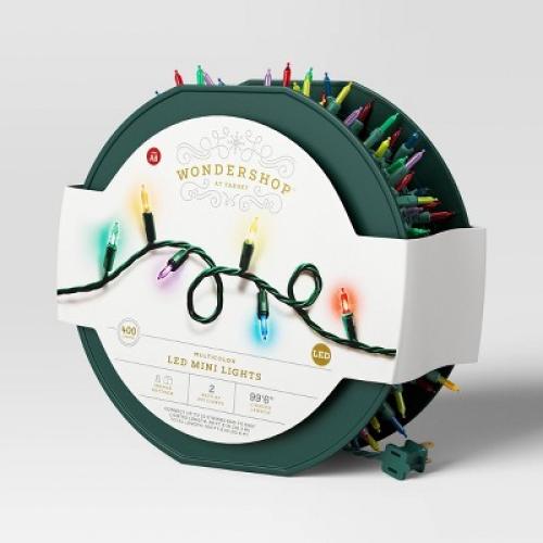 400ct LED Indoor Outdoor Smooth Mini Christmas String Lights Spool Multicolor with Green Wire - Wondershop™
