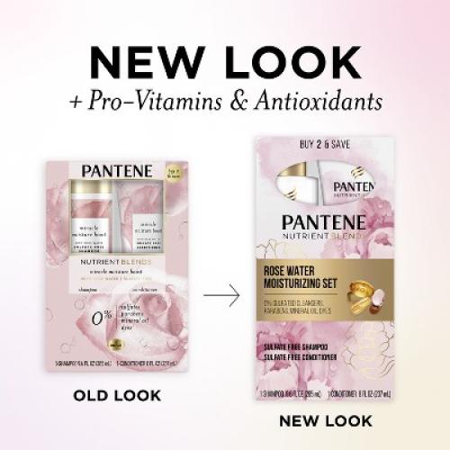 Pantene Sulfate Free Rose Water Shampoo and Conditioner Dual Pack, Nutrient Blends - 17.6 fl oz