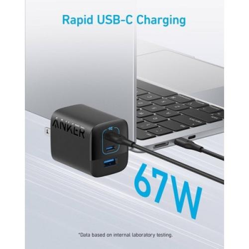 Anker 3-Port 67W GaN Wall Charger - Black
