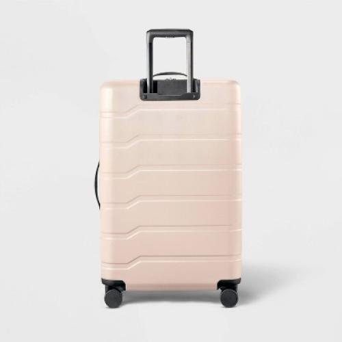 Hardside Large Checked Suitcase Pink - Open Story™: Water-Resistant, Spinner Wheels