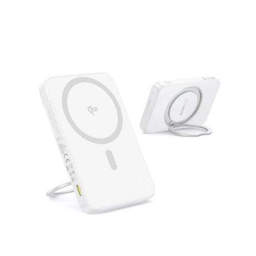 Color White Baseus PicoGo 5000mAh Qi2 Slim Magnetic Bracket Wireless Power Bank - White