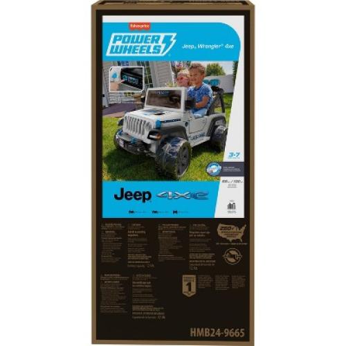 Power Wheels Jeep Wrangler 4Xe Powered Ride-On with Sound and Light - White