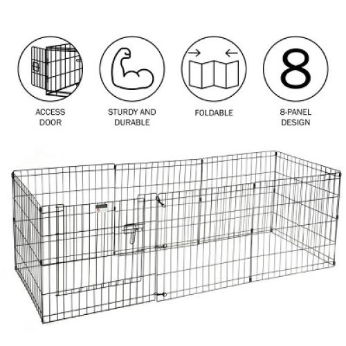 Puppy Playpen - Foldable Metal Exercise Enclosure with Eight 24-Inch Panels - Indoor/Outdoor Fence for Dogs, Cats, or Small Animals by PETMAKER