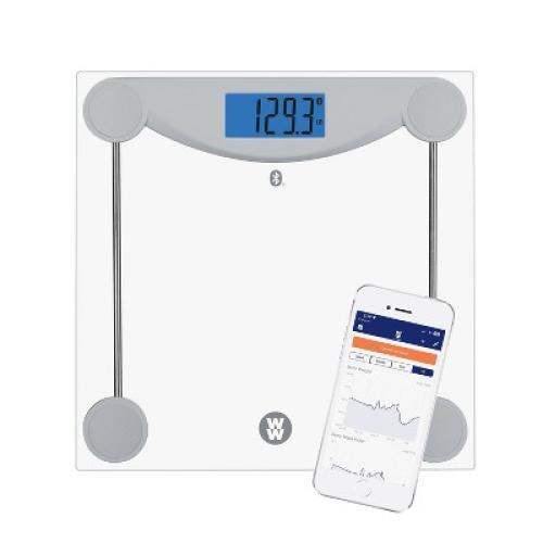 Bluetooth Body Weight Scale Clear - Weight Watchers: Digital Glass Bathroom Scale, LCD Display, 400 lb Capacity