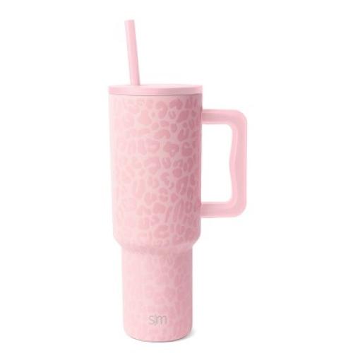 Simple Modern Trek 40oz Stainless Steel Leopard Lidded Tumbler Pink