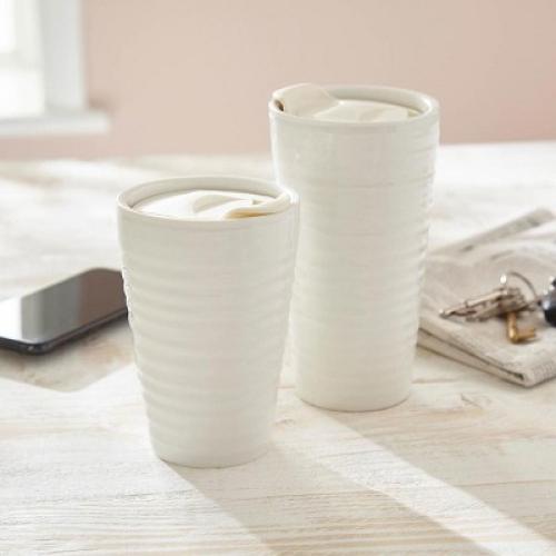 Size 8oz Color White Portmeirion Sophie Conran Travel Mug 8 Ounce Mug with Lid
