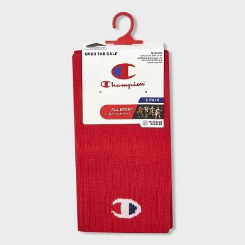 Champion All Sport Performance Over the Calf Socks 2pk - Red M