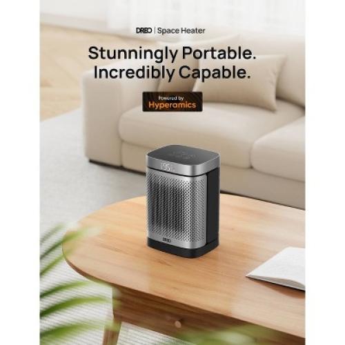 Dreo 1500W Atom Core Portable Oscillating Ceramic Space Heater for Home with Remote and Thermostat 1-12H Timer Silver