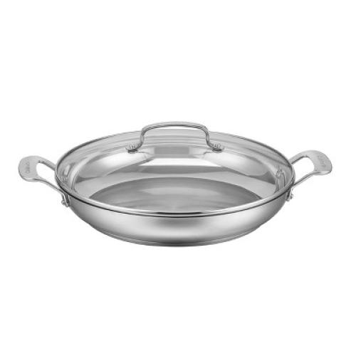 Cuisinart Classic 12 Stainless Steel Everyday Pan with Cover - 8325-30D: Oven-Safe, Dishwasher-Safe, Tempered Glass Lid