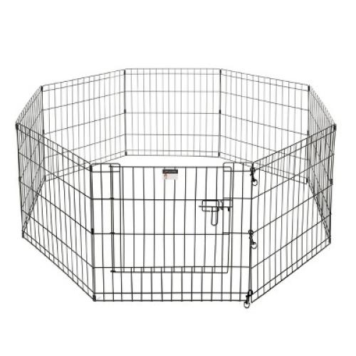 Puppy Playpen - Foldable Metal Exercise Enclosure with Eight 24-Inch Panels - Indoor/Outdoor Fence for Dogs, Cats, or Small Animals by PETMAKER