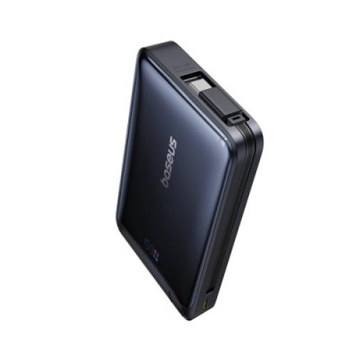 Baseus Nomos Qi2 45W 10000mAh Magnetic Power Bank with Built-In USB-C Cable - Black