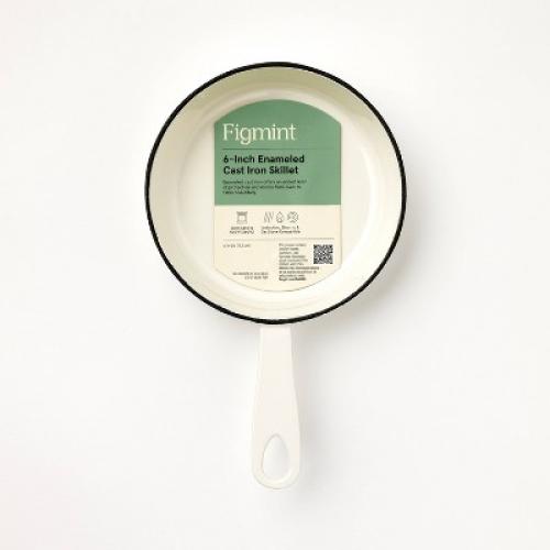 6 Enameled Cast Iron Skillet Cream - Figmint™: Even-Heating, Oven-Safe, Hand Wash, Induction Compatible