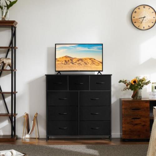 9 Drawer Storage Dresser Chest | Sweetcrispy | Black