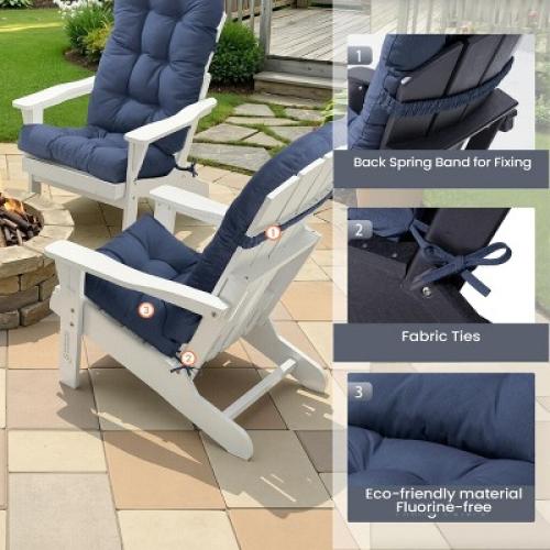 Pellebant Outdoor Adirondack Chair Cushion 4 Thick Back Seat Pad Water-Resistant UV-Resistant Ties Straps