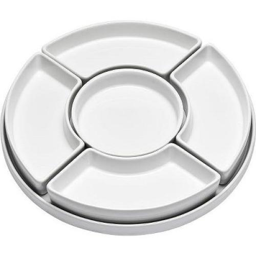 Bruntmor 5 Sectional Porcelain Divided Serving Platter, White