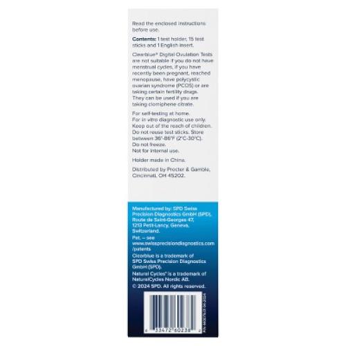 Clearblue & Natural Cycles Hormone-Free Birth Control Digital Ovulation Test Refill Pack - 15ct