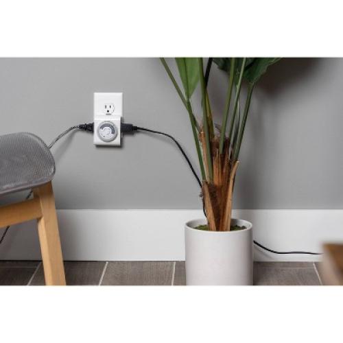 GE Indoor Mechanical Timer 24hr 2-Polarized Outlet Big Button White: Push Button, No Assembly, 1-Year Warranty, PET Material 2pk