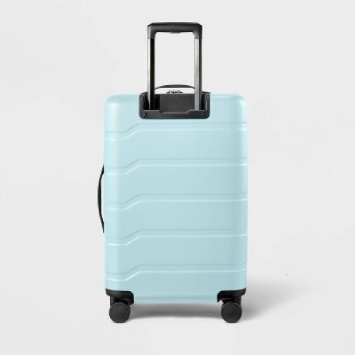Hardside Medium Checked Suitcase Muddy Aqua - Open Story™