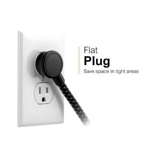 GE 3-Outlet Surge Protector with USB 1 USB-A 1 USB-C 20W Shared 245J 4' Braided Cord Black