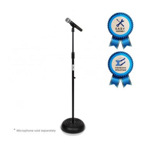 PylePro PMKS5 Freestanding Compact Adjustable Universal Microphone Stand with Pivot Angle Mic Clip for Home, Office, or Studio, Black