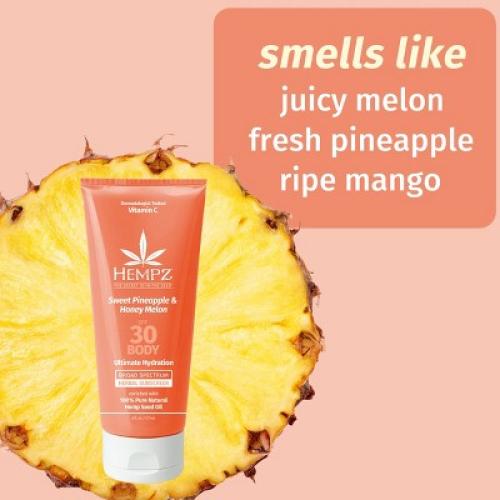 Hempz Sweet Pineapple & Honey Melon Herbal Body Sunscreen - SPF 30 - 6oz (pack of 3)
