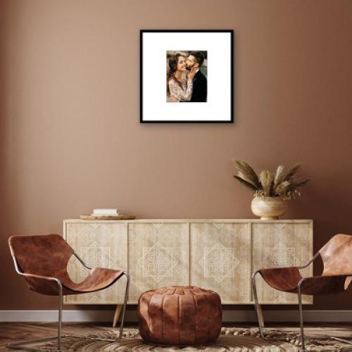 Americanflat 24x24 Picture Frame with Polished Plexiglass - Use as 11x14 Frame with Mat or 24x24 Frame Without Mat - Streamline Collection - Black