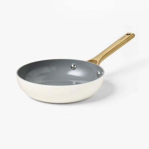 8 Nonstick Ceramic Coated Aluminum Frying Pan With Champagne Handle Cream - Figmint™